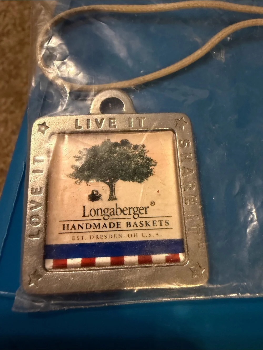Longaberger 2003 pewter Bee Tie On - love it, live it, have it